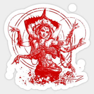 Kali Goddess Red Ink Transparent Sticker